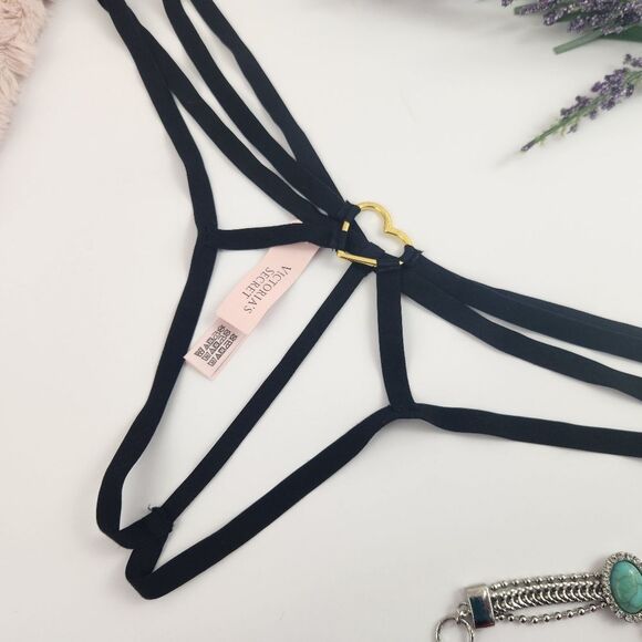 LARGE {Victoria's Secret} Black {Crotchless} Heart Panty - Picture 5 of 8